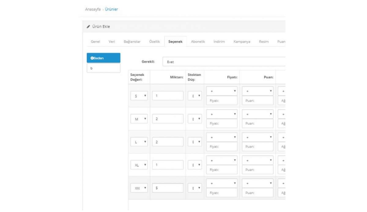 Opencart Seçenek Stoğu Kontrolü Modülü